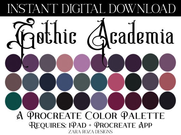 Crafting with the Gothic Academia Procreate Color Palette