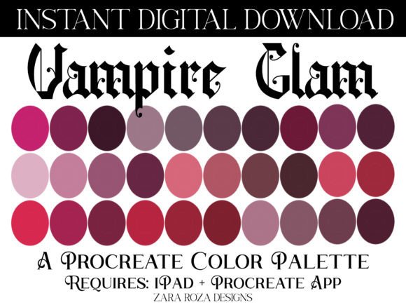 Exploring the Vampire Glam Procreate Color Palette: A Tool for Gothic and Vintage Aesthetics